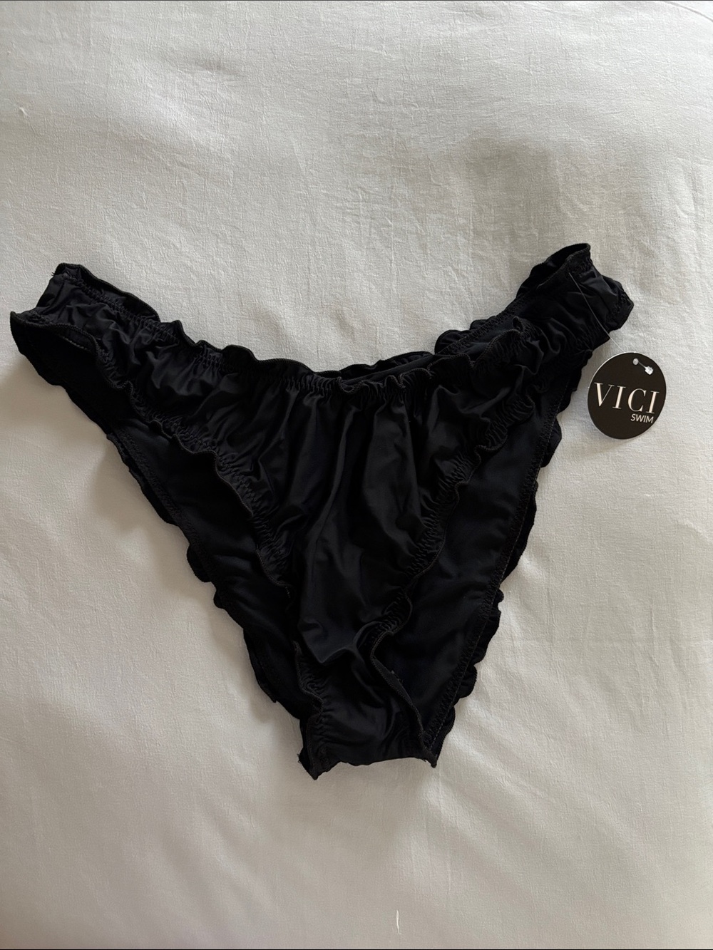 Black Ruffle Bikini Bottom - M - Picture 4 of 5